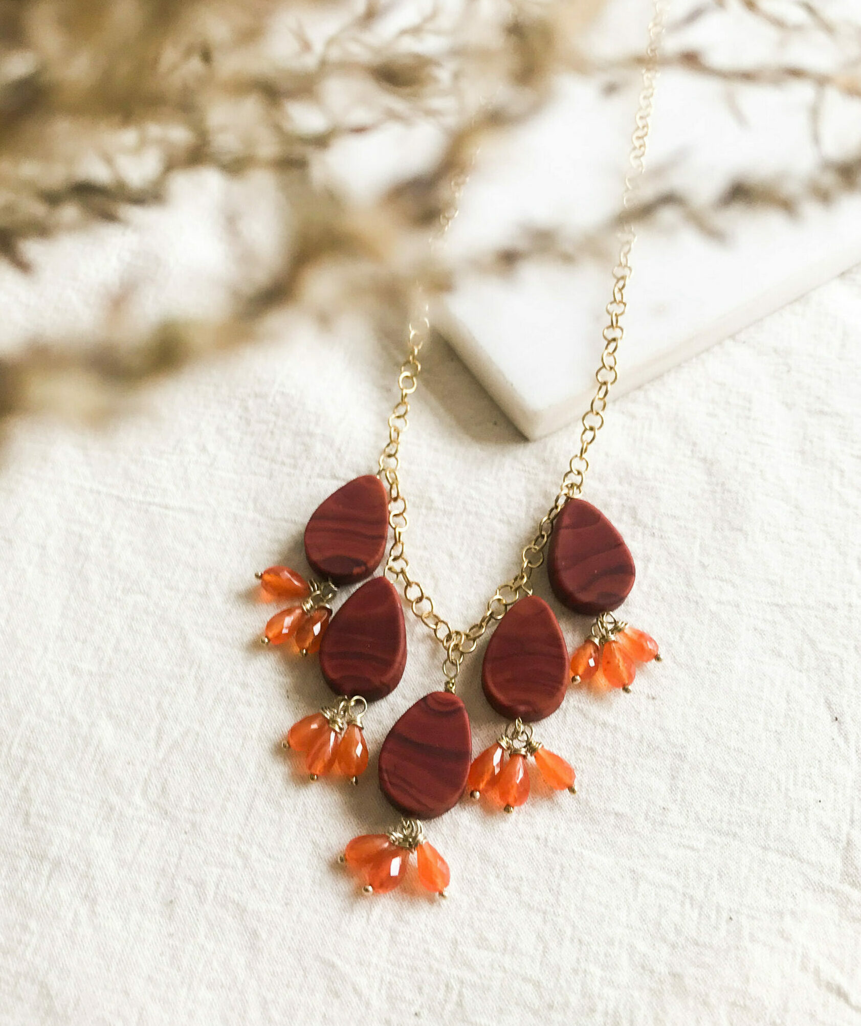 ketting-murano-carneool Ketting met Murano glas en Carneool