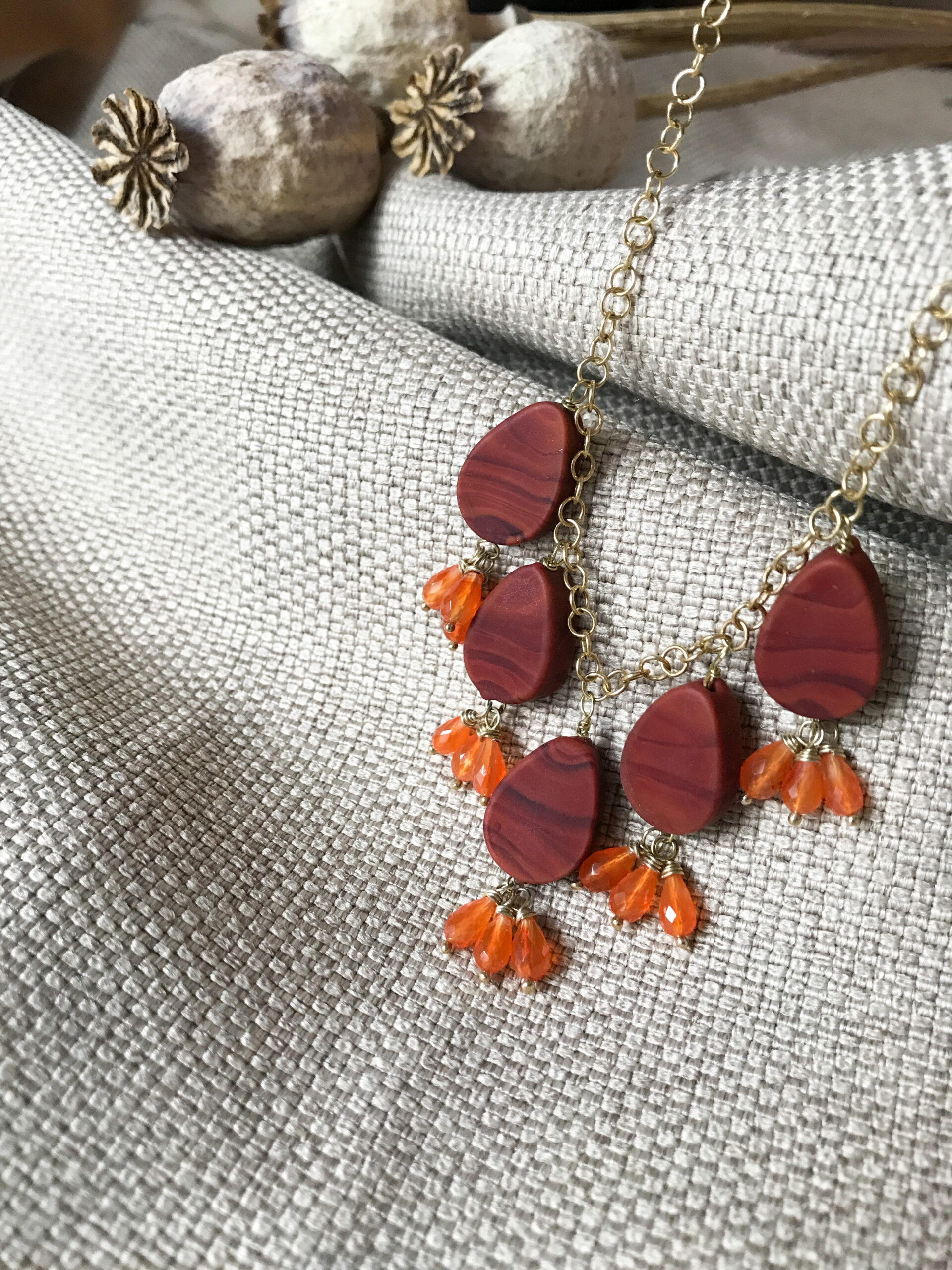 Ketting murano en carneool Ketting met Murano glas en Carneool